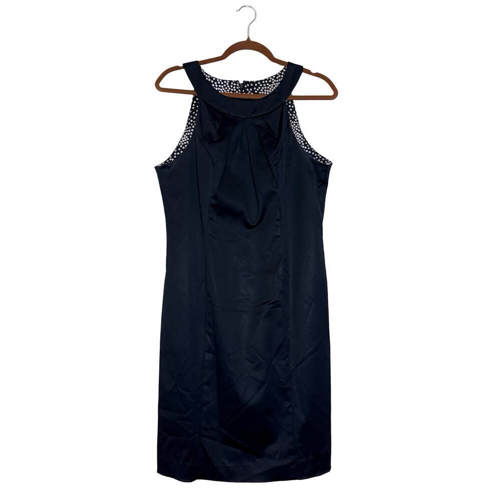 OC by OC Black Sleeveless Polka Dot Trim Dress Size 12